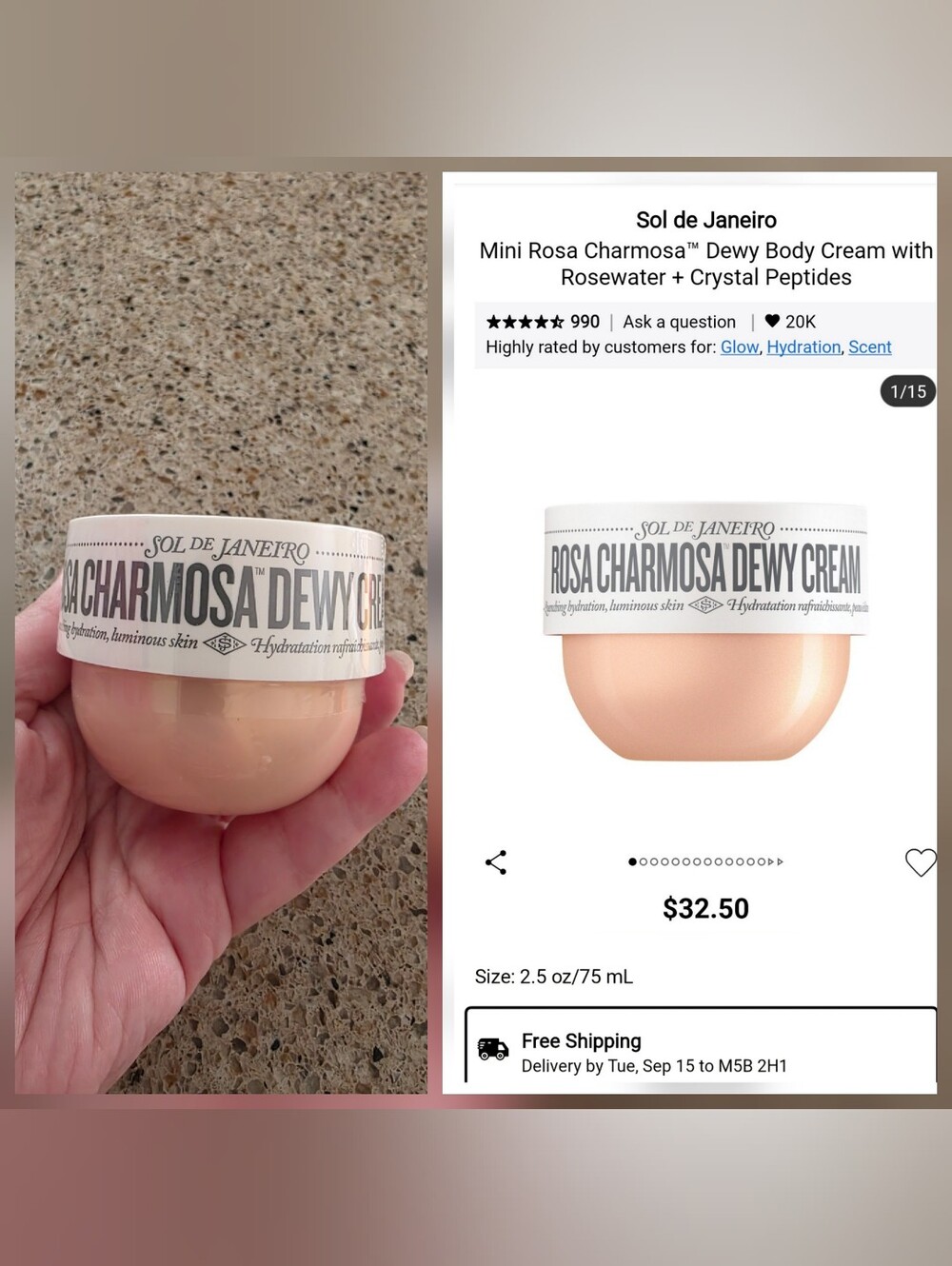 Sol de Janeiro rosa charmosa cream.